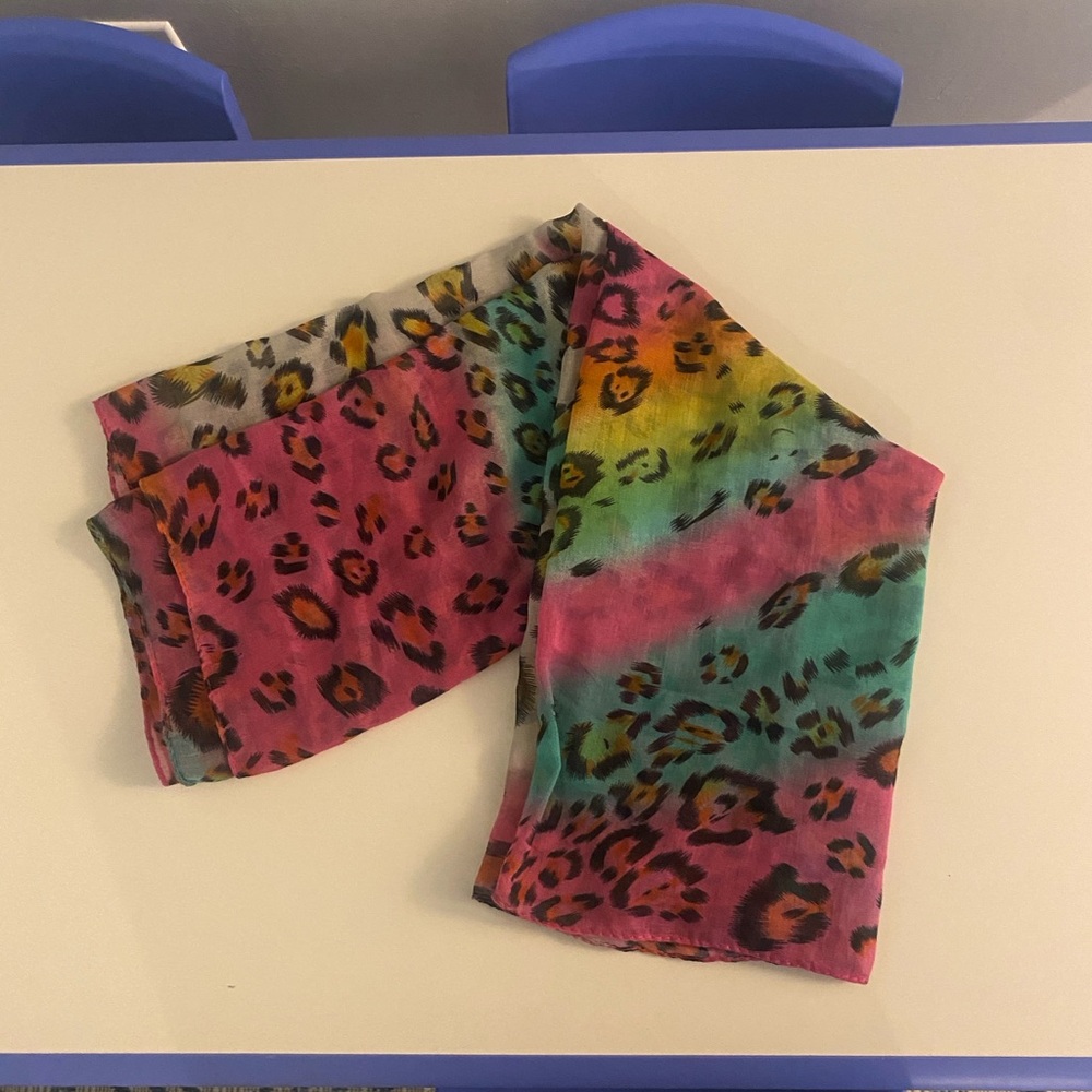 Y2K Leopard Print Scarf - Multicolor Tie-Dye